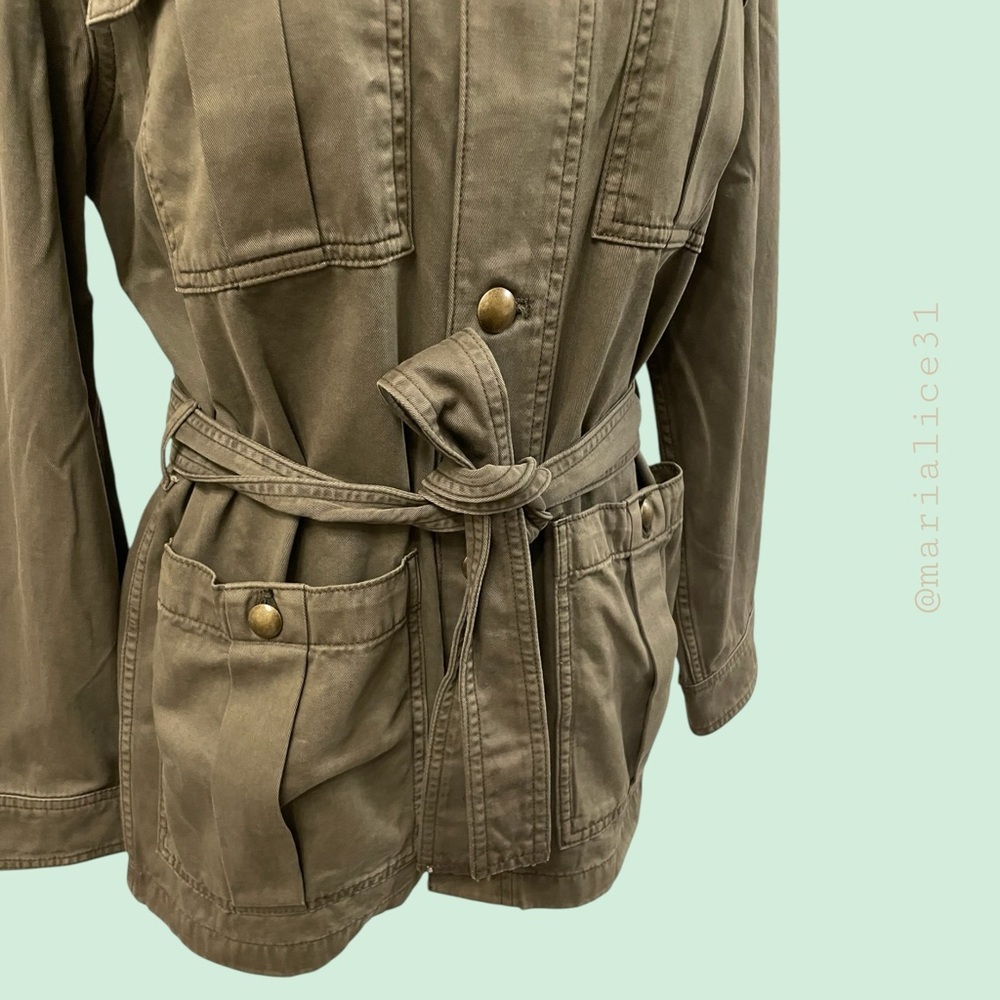 🔥Madewell Olive Green Women's Belted Jacket. Measurements in pictures. NWT - Picture 4 of 12